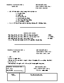 Bộ đề kiểm tra cả năm môn Tiếng việt Lớp 3 - Năm học 2008-2009 - Trường Tiểu học Thanh Phú A