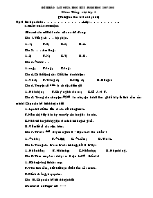 Bộ đề kiểm tra cả năm Tiếng việt Lớp 4 - Năm học 2007-2008