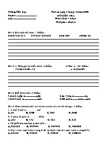 Bộ đề kiểm tra học kì I Toán Lớp 4 - Năm học 2009-2010