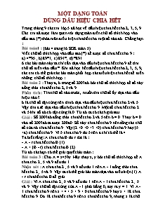 Bồi dưỡng học sinh giỏi Toán Lớp 4 - Chuyên đề: Một dạng toán dùng dấu hiệu chia hết