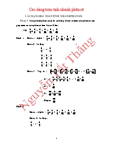 Các dạng toán tính nhanh phân số Lớp 4 - Nguyễn Tất Thắng