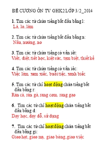 Đề cương ôn thi giữa học kì II Tiếng việt Lớp 3 - Năm học 2013-2014