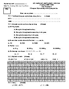 Đề khảo sát chất lượng đầu năm Toán Lớp 4 - Năm học 2009-2010 - Trường Tiểu học Vạn Phúc