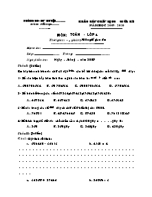 Đề khảo sát chất lượng giữa học kì I Toán Lớp 4,5 - Năm học 2009-2010