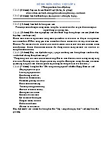 Đề khảo sát chất lượng học sinh giỏi Tiếng việt Lớp 4 (Có đáp án)