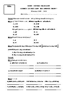 Đề khảo sát chất lượng học sinh giỏi Toán Lớp 4 - Năm học 2009-2010 - Trường Tiểu học Thạch Bằng