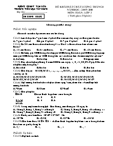 Đề khảo sát chất lượng tháng 4 Toán Lớp 3 - Năm học 2009-2010 - Trường Tiểu học Tân Đồng