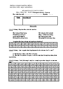 Đề khảo sát chất lượng Tiếng việt Lớp 3 - Trường Tiểu học Sơn Đông