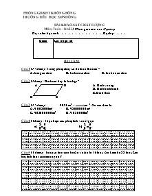 Đề khảo sát chất lượng Toán Lớp 4 - Trường Tiểu học Sơn Đông