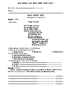 Đề khảo sát chọn học sinh giỏi Tiếng việt Khối 3 - Đề số 4