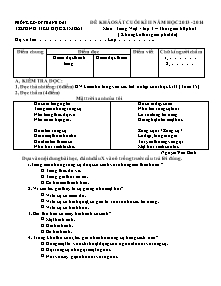 Đề khảo sát cuối học kì II môn Tiếng việt Lớp 3 - Năm học 2013-2014 - Trường Tiểu học Kim Bài