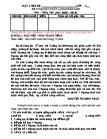 Đề khảo sát đầu năm Tiếng việt Lớp 4 - Năm học 2009-2010