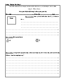 Đề khảo sát học sinh giỏi tháng 2 Toán Lớp 4 - Năm học 2013-2014 - Trường Tiểu học Gia Đông 2