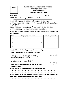 Đề khảo sát học sinh giỏi Tiếng việt Lớp 3 - Năm học 2009-2010 - Trường Tiểu học Sơn Long