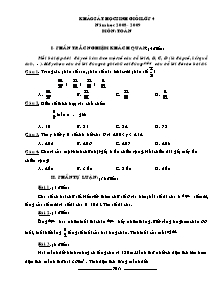Đề khảo sát thi học sinh giỏi Toán Khối 4 - Năm học 2008-2009