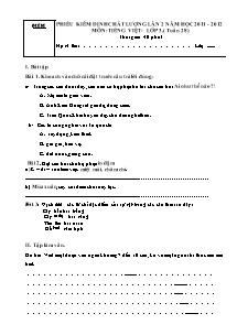 Đề kiểm định chất lượng lần 2 Toán, Tiếng việt Lớp 3 - Năm học 2011-2012