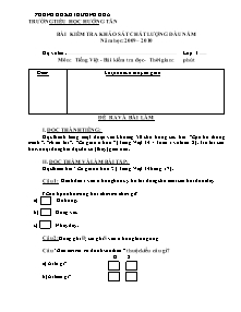 Đề kiểm tra chất lượng đầu năm Tiếng việt Lớp 3 - Năm học 2009-2010 - Trường Tiểu học Hướng Tân