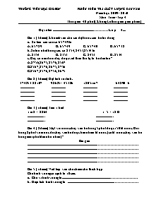 Đề kiểm tra chất lượng đầu năm Toán Lớp 4 - Năm học 2009-2010 - Trường Tiểu học Gio Sơn