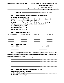 Đề kiểm tra chất lượng đầu năm Toán Lớp 4 - Năm học 2009-2010 - Trường Tiểu học Quảng Phú 1