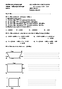 Đề kiểm tra chất lượng đầu năm Toán, Tiếng việt Lớp 4 - Năm học 2008-2009 - Trường Tiểu học Yên Hợp