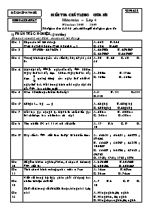 Đề kiểm tra chất lượng giữa học kì I Toán Lớp 4 - Năm học 2008-2009