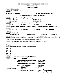Đề kiểm tra chất lượng hè Toán Lớp 4 năm 2013
