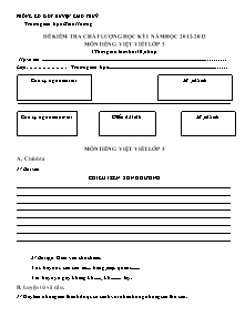 Đề kiểm tra chất lượng học kì I Tiếng việt Lớp 3 - Năm học 2012-2013 - Trường Tiểu học Giao Hương
