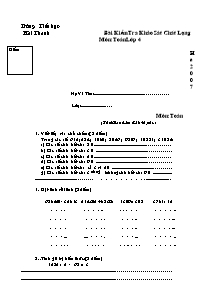 Đề kiểm tra chất lượng môn Toán Lớp 4 - Năm học 2007-2008 - Trường Tiểu học Hải Thanh