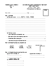 Đề kiểm tra chất lượng tháng thứ nhất Toán Lớp 4 - Năm học 2009-2010 - Trường Tiểu học An Tường 1