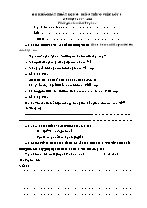 Đề kiểm tra chất lượng Tiếng việt Lớp 4 - Năm học 2007-2008