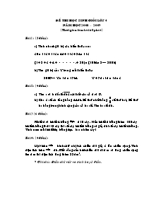 Đề kiểm tra chọn học sinh giỏi môn Toán Lớp 4 - Năm học 2008-2009