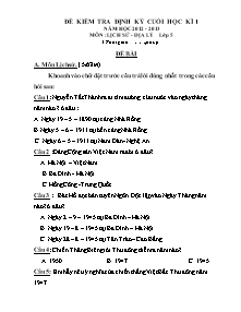 Đề kiểm tra cuối học kì Các môn Lớp 5 - Năm học 2012-2013 - Nguyễn Thị Thu