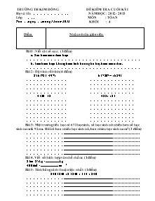 Đề kiểm tra cuối học kì I Các môn Lớp 4 - Năm học 2012-2013 - Trường Tiểu học Kim Đồng