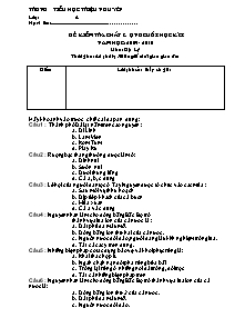 Đề kiểm tra cuối học kì I Địa lí Lớp 4 - Năm học 2009-2010 - Trường Tiểu học Triệu Nguyên