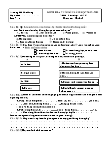 Đề kiểm tra cuối học kì I Khoa học Lớp 5 - Năm học 2009-2010 - Trường Tiểu học Phù Đổng