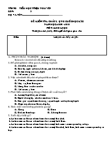 Đề kiểm tra cuối học kì I Khoa học Lớp 5 - Năm học 2009-2010 - Trường Tiểu học Triệu Nguyên