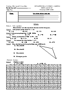 Đề kiểm tra cuối học kì I Lịch sử Lớp 4 - Năm học 2009-2010 - Trường Tiểu học số 2 Lao Bảo