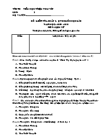 Đề kiểm tra cuối học kì I Lịch sử Lớp 5 - Năm học 2009-2010 - Trường Tiểu học Triệu Nguyên