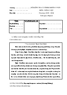 Đề kiểm tra cuối học kì I Tiếng việt Khối 4 - Năm học 2013-2014