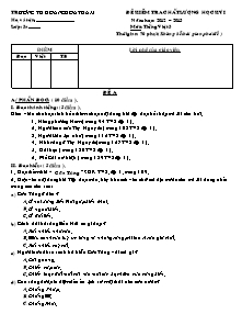 Đề kiểm tra cuối học kì I Tiếng việt Lớp 3,4 - Năm học 2012-2013 - Trường Tiểu học Hoàng Hoa Thám