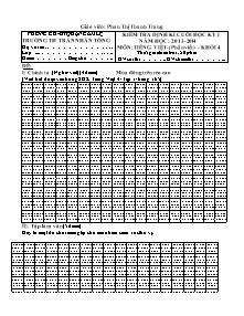 Đề kiểm tra cuối học kì I Tiếng việt Lớp 4 - Năm học 2013-2014 - Phan Thị Thanh Trang