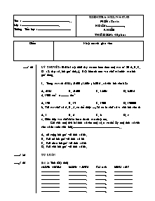 Đề kiểm tra cuối học kì I Toán Khối 4 - Năm học 2007-2008