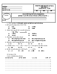 Đề kiểm tra cuối học kì I Toán Khối 4 - Năm học 2013-2014