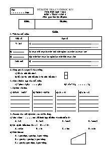 Đề kiểm tra cuối học kì I Toán Lớp 4 (Có đáp án) - Năm học 2009-2010