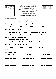 Đề kiểm tra cuối học kì I Toán Lớp 4 - Năm học 2006-2007 - Trường Tiểu học Nghĩa Trung