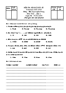 Đề kiểm tra cuối học kì I Toán Lớp 4 - Năm học 2007-2008 - Trường Tiểu học Nghĩa Trung