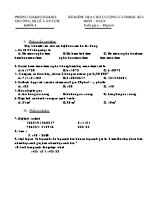 Đề kiểm tra cuối học kì I Toán Lớp 4 - Năm học 2008-2009 - Trường Tiểu học Lê Văn Tám