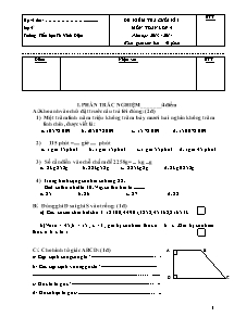 Đề kiểm tra cuối học kì I Toán Lớp 4 - Năm học 2013-2014 - Trường Tiểu học Tô Vĩnh Diện