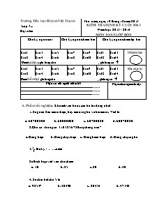 Đề kiểm tra cuối học kì I Toán Lớp 4 - Năm học 2013-2014 - Trường Tiểu học Huỳnh Việt Thanh