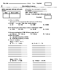 Đề kiểm tra cuối học kì I Toán Lớp 4 - Phòng GD&ĐT Hải Lăng
